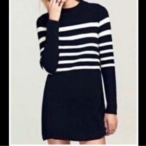 Free People Black and White Long Sleeve Mini Dress oversized NWOT